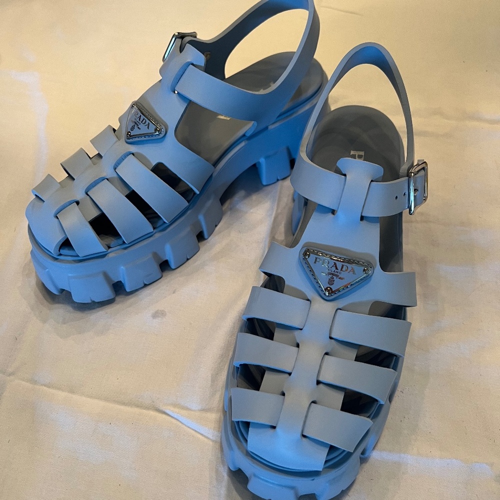 Prada Blue Platform Sandals